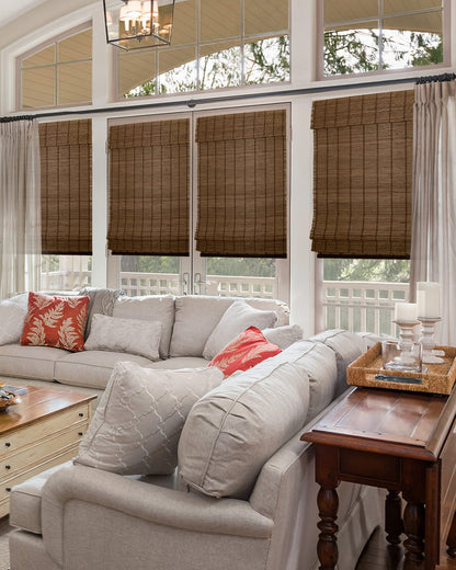 CHICOLOGY Bamboo Roman Shades - Customer Favorite Blackout Blinds for Windows, Premium Quality, Ideal for Home, Moose (Blackout) Brown, 27" W X 64" H