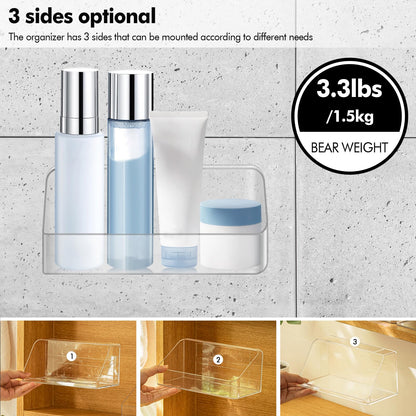 Poeland Medicine Cabinet Shelves Organizer, Wall Mounted Storage Organizer, Clear Storage Box for RV Bathroom, Bedroom, Personal Organizers (Transparent)