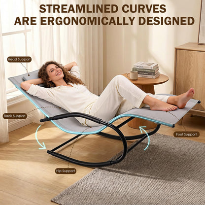 Anmiro Zero Gravity Rocking Chair Lightweight Lounge Chair Recliner with Detachable Pillow for Patio, Lawn, Pool, Outdoor Home Furniture, Grey