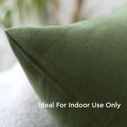 Encasa XO Throw Pillow Covers 18x18 in Set of 2 Leaf Green | No Inserts | Cotton Pillow Covers For Living Room, Bed, Sofa, Couch | Decorative Cushion Covers With Improved Zipper