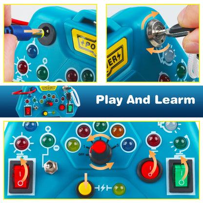 Laiydontos Toddler Toys LED Busy Board,Montessori Toy for 1-3 Year Old, Kids Sensory Board, Light Switches Preschool Learning Activities Travel Toy for 1 2 3 4 Boys Girls Birthday