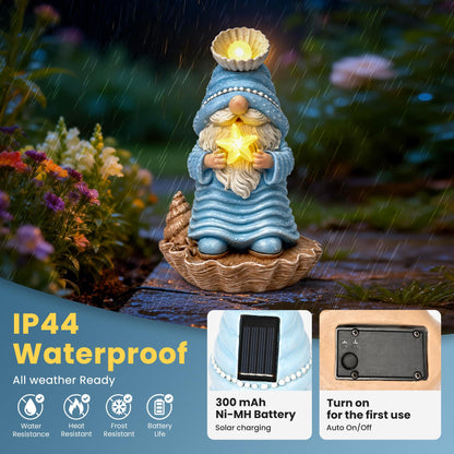 GIGALUMI Garden Gnomes, Solar Statue Outdoor Decor, Gnome Gifts Decoration with LED for Patio Yard Lawn Balcony, Christmas/Birthday Gift for Mom Women