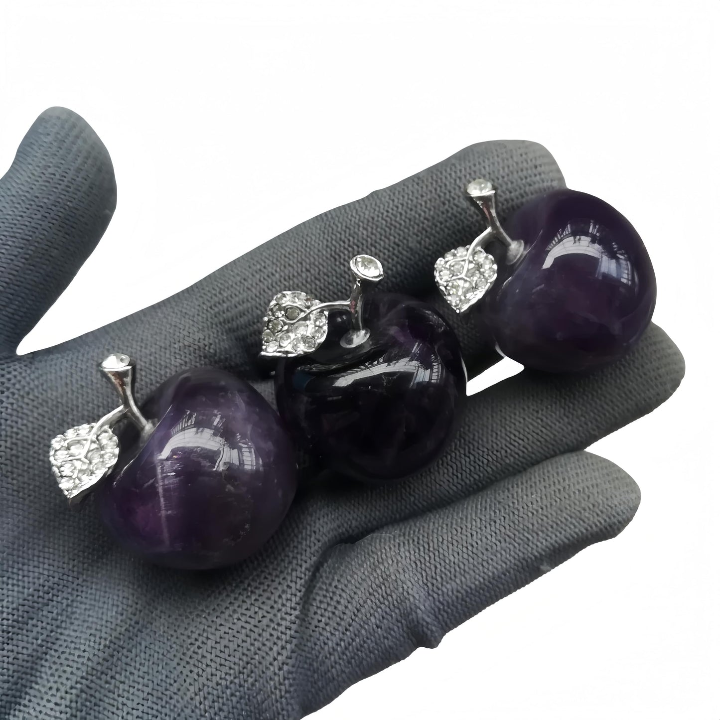 Sunshcat Natural Amethyst 1.18 Inchs Apple Crystal and Healing Stone Statues,Room Decoration Christmas Decorations Thanksgiving Gifts Office Gifts Collectibles