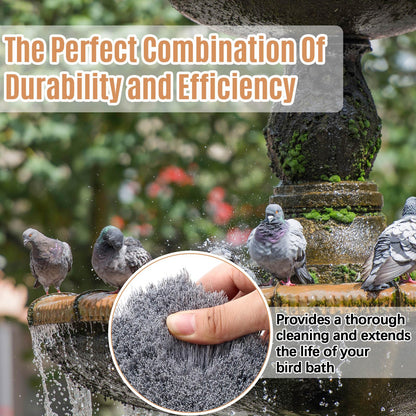 CroBlissful 2 Pcs Bird Bath Cleaning Brush Hard Bristle Stiff Bristle Brush with Plastic Handle Utility Scrub for Bird Feeder Bath Accessories Fountain Outdoor Cleaning(Gray)