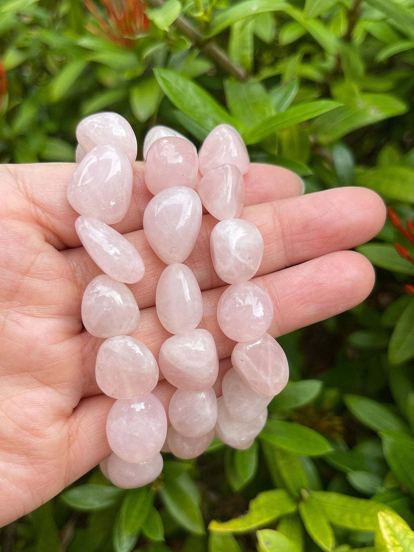 GAF TREASURES Rose Quartz Crystal Nugget Bracelet, Genuine Rose Quartz Bracelet, Healing Crystal Bracelet Gift for Men & Women (1)