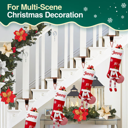 Loncaster Christmas Stocking Holders for Mantle, Set of 8 Heavy Duty Stocking Holder for Mantle, Xmas Weighted Hangers for Party Decor, Space-Saving Decoration for Fireplace Toppers (Bronze, 8 Pack)