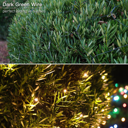 suddus 360 LED Christmas Net Light, Net Lights Outdoor,12ft x 5ft Bush Lights Outdoor Waterproof Connectable Green Wire for Bushes, Lamn, Trees, Christmas Decoration, Warm White