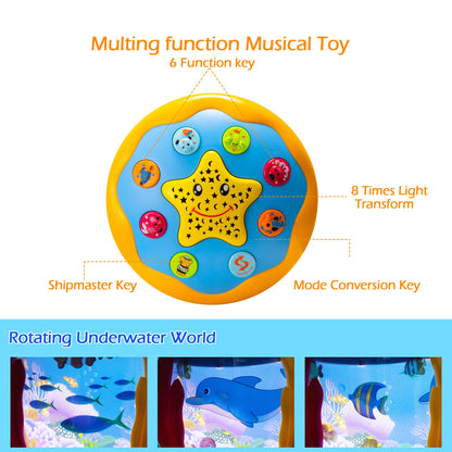 Koyiwa Baby Toys 6 to 12 Months Musical Light Up Tummy Time Infant Toys 3-6 7 8 9 12-18 Months Crawling Ocean Rotating Projector Baby Gifts for 1 2 3 Year Old Boy Girl Birthday Toddlers Kids