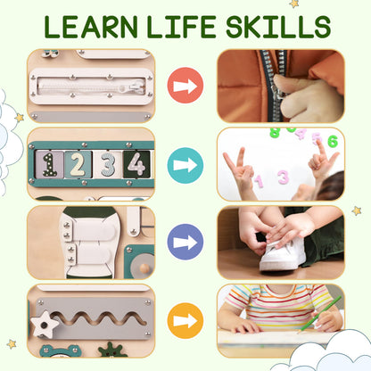 KALOTOYS Large Montessori Busy Board for Baby & Toddlers 1-3 — 17-Inch Wooden Sensory Activity Board — Fine Motor Skills & Early Learning Educational Toy for 1 2 3 Year Old, Travel Friendly & Safe