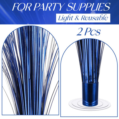 CraftyDream 2 Pcs Metallic Spray Centerpieces Graduation Centerpieces for Tables Decorations with Clear Base Shimmering Foil Sprays for Birthday Easter and Celebration Events(Blue)