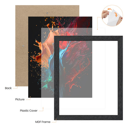 upsimples 12x12 Picture Frame, Wall Gallery Square Frames with Engineered Wood, Black 1 Pack