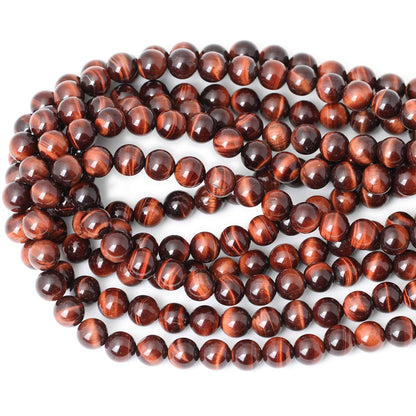CHEAVIAN 35PCS 10mm Natural Red Tiger Eye Gemstone Round Loose Beads for Jewelry Making DIY Findings 1 Strand 15"