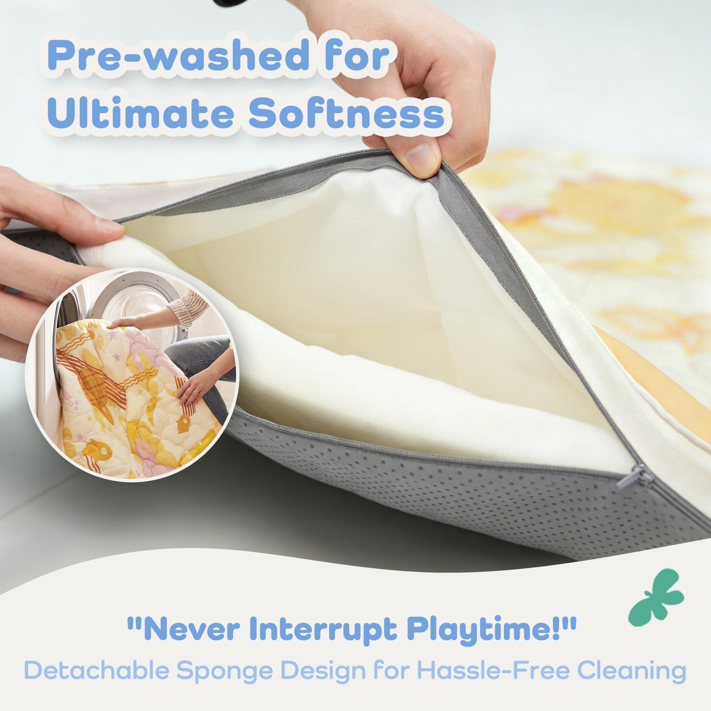 PaPaMat Baby Play Mat 1.5" Thick 59x71 Removable & Machine Washable Cover Playmat Softness Foam Mats, Easy-Clean Hygienic, Comfort Safety Kids Crawling (Wonder Space)