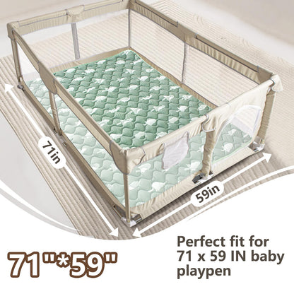 Beavtaens Baby Play Mats for Floor, 71”x59” Upgraded Thickness & Larger Super Soft Playmat for Babies and Toddlers, Foldable Washable, Upgrade Anti-Slip Crawling Mat for Playpen(Trees)
