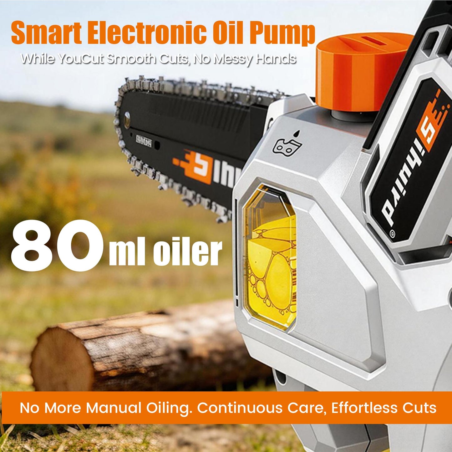 Sihuird Mini Chainsaw Cordless, 8 Inch Electric Chainsaw with 2 x 4.0Ah Battery, Manganese Steel Chain & Automatic Oiler, for Tree Trimming Wood Cutting, Best Gifts for Father, Dad, Husband -SL9102