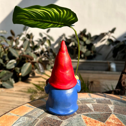 WSHMZYHOME Garden Gnome Statue Decoration with Leaf Umbrella, 6.5” Figurine Ornament for Indoor Outdoor Home Patio Yard Lawn, for Gnome Lovers & Garden Enthusiasts，Mom，Women