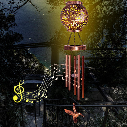 Wind Chimes for Outside, Windchimes Outdoors Hummingbird Gifts for Mom Women Grandma, Hanging Solar Lantern Solar Wind Chimes for Outside Patio Yard Garden Decor