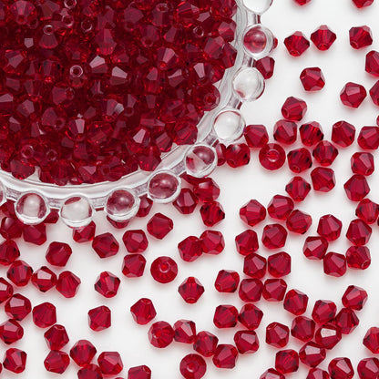 500PCS 6mm Bicone Crystal Beads Acrylic Faceted Spacer Loose Craft Beads Bulk for Jewelry Making DIY Friendship Bracelets Necklace Earring (Dark Red)