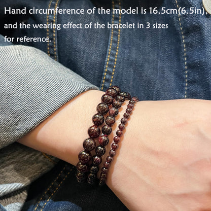 CHCCOYE 4mm Natural Healing Gemstone Bracelet Handmade Yoga Stretch Elastic Bracelet Stress Relief Crystal Jewelry for Men and Women (4mm, Garnet)