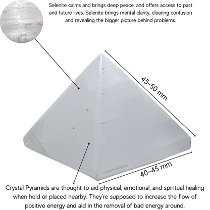 Amazing Gemstone Selenite Pyramid Crystal Healing Stones - 2" Great Pyramid Figurine of Natural Stone Pyramid for Meditation, Reiki, Chakra Balancing and Crystal Pyramids Grid