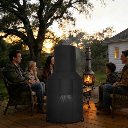 Patio Chiminea Cover - Durable, Weather-Proof Chiminea Fire Pit Cover, Heavy Duty 420D Oxford Water-Resistant chiminea outdoor fireplace Covers (48X25X13 inch)
