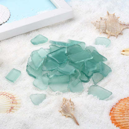 LAIDANLA 13oz Sea Glass for Crafts, 0.78–1.57in Teal Frosted Seaglass Decorative Glass Stones Vase Filler for DIY Resin Art Coastal Home Decor Aquarium Wedding Table Centerpieces