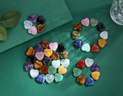 QINJIEJIE 20 PCS Opalite Heart Stones Natural Crystals Polished Healing Pocket Bulk Wholesale Healing Palm Thumb Love Set Reiki Energy Balancing Meditation Gift