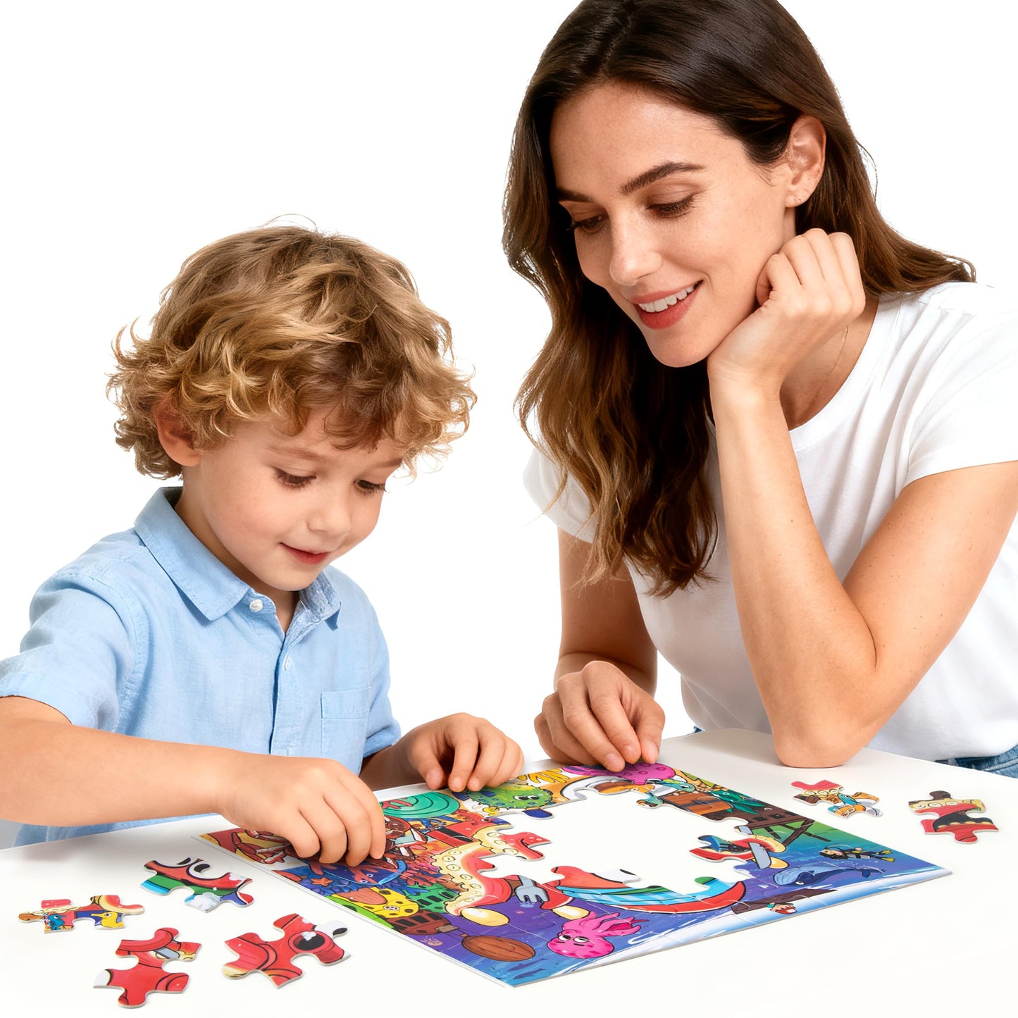 Underwater Ocean Puzzles for Kids Ages 3-8，4 Pack Progressive Jigsaw Puzzles (24/30/35/48 Pieces) for Toddlers & Children，Educational Floor Puzzles for Gifts