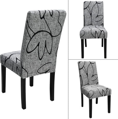 Keyroal Dining Room Chair Covers Set of 1, Stretch Printed Parsons Chair Slipcovers Spandex Removable Washable Kitchen Chair Protector Cover for Dining Room, Hotel, Ceremony
