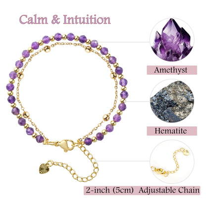 Farfume Amethyst Crystal Bracelet Beaded Bracelets for Women 4mm Natural Stone Beads Gemstone Handmade Jewelry Valentine's Day Gifts