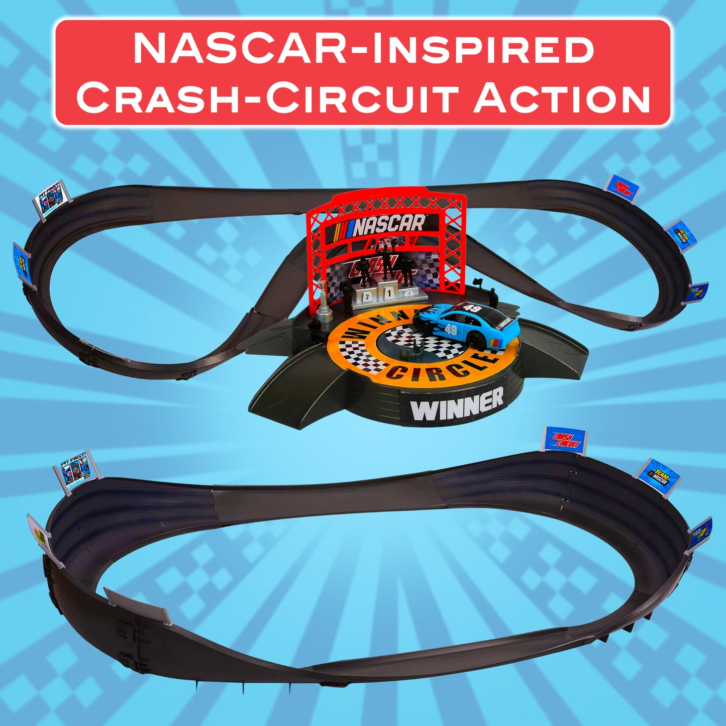 Slot Car Race Track Sets | NASCAR Crash Circuit Ultimate Road Course Bundle | 4 Electric Powered Cars with Flash Chargers | Race Tracks for Kids Ages 4-8 | Car Racing Toy