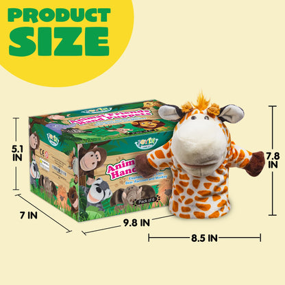 JOYIN 6Pcs Kids Hand Puppet Set with Working Mouth, Toddler Plush Toy Includes Elephant, Giraffe, Lion, Bear, Raccoon and Monkey for Show Theater, Easter Birthday Gifts for Kid