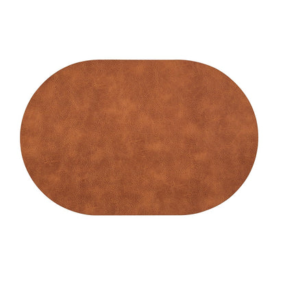 YLUSUJAKX Faux Leather Placemats Set of 6, Heat Resistant Oval Placemats 12" x 18", Waterproof Non-Slip Dining Table Mats for Kitchen Farmhouse Modern Home Decor