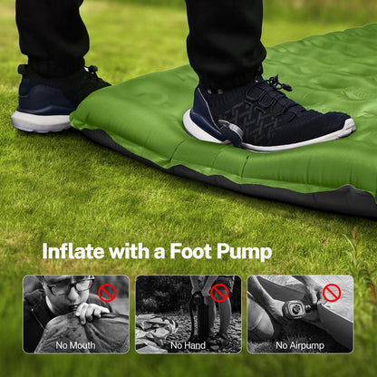 OGERY Double Sleeping Pad for Camping, 6" Extra-Thick Reinforced Camping Sleeping Pad with Pillows & Built-in Foot Pump, Ultralight Inflating Camping Mattress for Backpacking Tent Hiking Travel