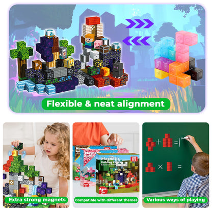 Magneverse 200 PCS 0.8in Magnetic Blocks - Magnet Toys for Boys, Magnetic Building Blocks Cubes, Stacking Magnets, School STEM Toys Birthday Gifts for Boys and Girls Age 3+ Years Old (Theme: Portal)