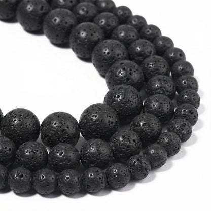 Yochus 60pcs Volcanic Rock/Black Lava Rock Beads，6mm Healing Power Natural Stone Round Loose Beads for Jewelry Making Earring Necklace DIY Crafts