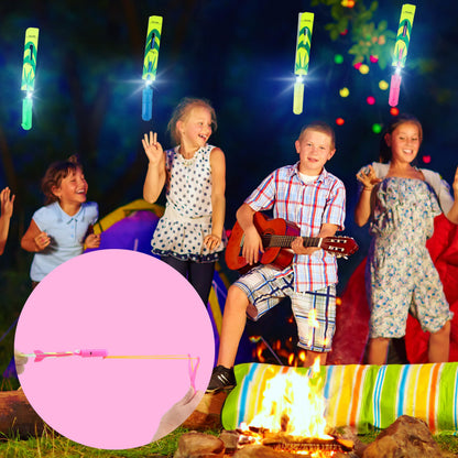 Cagemoga 72 Pcs Rocket Slingshot Flying Toys with LED Lights and Whistle Includes 36 Pcs Arrow Helicopter and 36 Pcs Launchers for Kids Outdoor Game Glow in The Dark Party Supplies