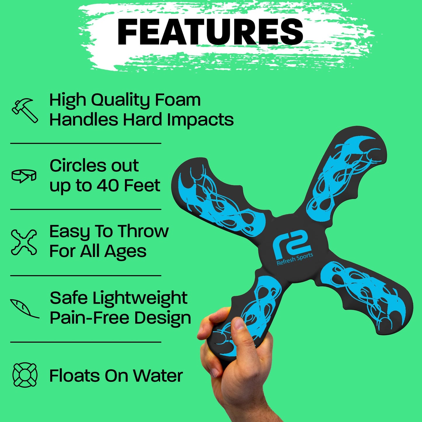 Outdoor Toys For Kids Boomerang - Fun 6 Year Old Boy Gifts & Soft Flying Kid Toys for Indoor & Outdoor Play - Birthday Presents for Kids 8-12 & 8 Year Old Gift Ideas, Cool Gifts for Kids 3 4 5 6 7 +