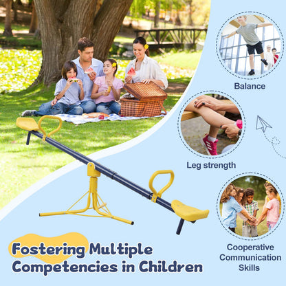 TAILERNRUYE Seesaw for Kids Outdoor, Heavy Duty 250LB 360° Rotating Seesaw Outdoor Teeter Totter with Sit and Spin Design for Backyard Park & Balcony Ideal Outdoor Toys for Kids Ages 3 4 5 6 7 8