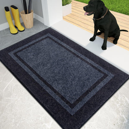 PURRUGS Dirt Trapping Door Mat 20" x 32", Non-Slip Machine Washable Entryway Rug, Entrance Mat, Indoor Front Door Mat, Super Absorbent Entry Rug for Muddy Shoes & Paws, Bluish Grey & Charcoal
