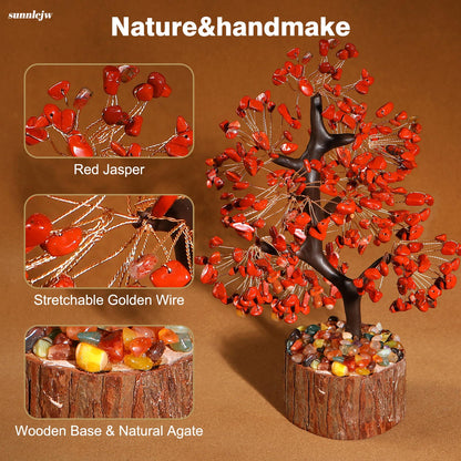 Crystal Tree of Life Red Chakra Stone, Birthday Gifts for Women, Mon and Sister,Feng Shui Office Decor Tree for Postive Energy, Money, Good Luck, Christmas Decor, Spiritual Gifts