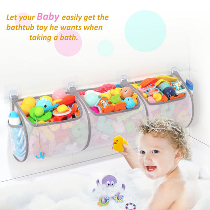 Ligereza Bathtub Toy Holder，Prevent Spots，Bath Toy Storage Bath Toys for Kids Ages 4-8 30“x8.7”Mesh Bath Toy Holder，let Baby Bath Toys Quick Drying