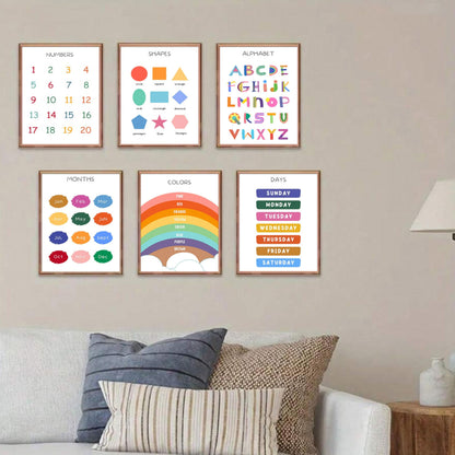 DULASI Educational Posters For Toddlers & Kids - Classroom And Home Learning Wall Art, Educational Poster For Elementary School, Kindergarten, Toddlers Charts 8x10in Unframed