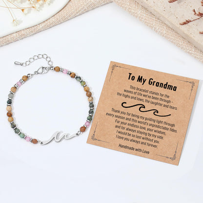 TONY & SANDY Grandma Bracelet, Grandma Birthday Gifts from Granddaughter, Grandmother Wave Bracelet for Women, Unique Mother’s Day Gifts for Grandmother Valentines Day Gift for Her