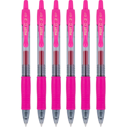 PILOT G2 Premium Refillable & Retractable Rolling Ball Gel Pens, 0.7mm Fine Point, Pink, 6-Pack