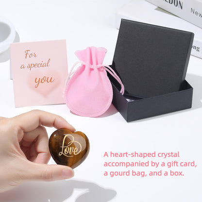 ZHIYUXI 45mm Tigers Eye Engraved Heart Stones Heart Gift Gemstones Heart Shaped Rocks Polished Tigers Eye Stones Mental Health Gifts Gem Meditation Spiritual Gifts for Men Reiki