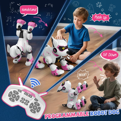 Robot Dog for Kids, Remote Control Dog with Voice Touch Interaction and lmitation Show, Programmable Gesture Sensing Dog Robot, Singing, Dancing, Talking, Smart Stunt Robot Dog Toy Gift for Boys Girls