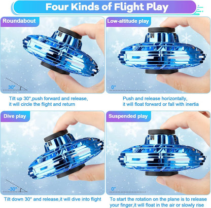 Vantexi Drone for Kids Flying Toys,2026 Upgrade LED Fidget Spinner,Hand Operated Fidget Flying Spinner Toy for Indoor Outdoor, Christmas Birthday Gifts for 6 7 8 9+ Year Old Boys Girls(Blue&Green,ABS)