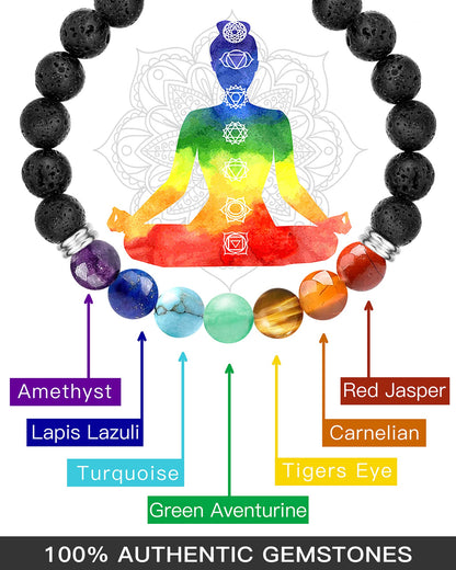 MIDDLUX Anxiety Relief Items, Chakra Bracelets, Crystals and Healing Stones, 7 Chakras Healing Crystals handmade bracelets, Yoga, Meditation, Stress Relief Gifts