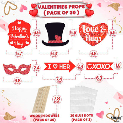 KatchOn, Red Valentines Photo Props - Pack of 30 | Valentines Day Photo Booth Props | Valentines Day Decorations | Valentine Day Props for Photography | Valentine Props for Valentine Day Décor
